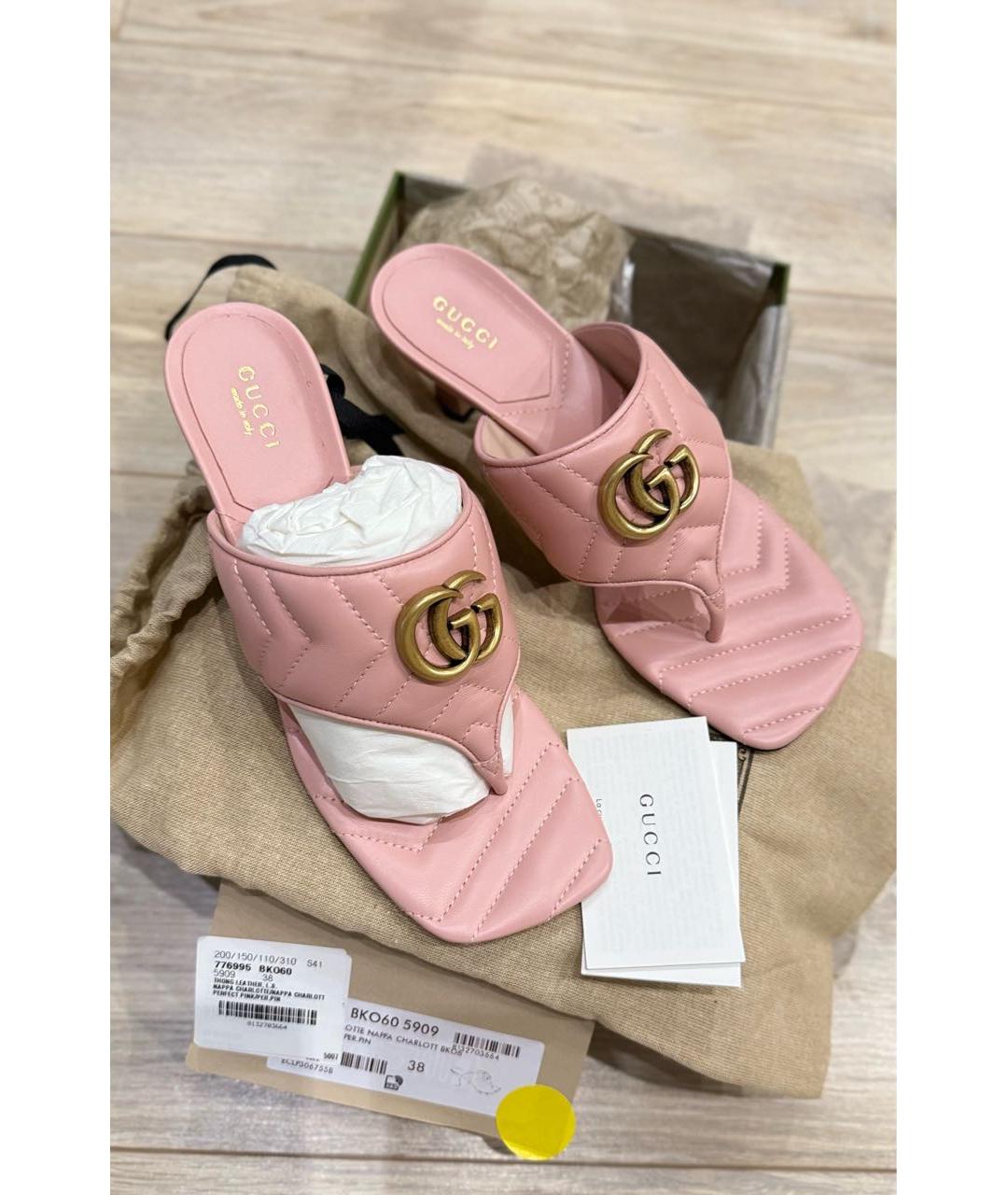 GUCCI Розовые кожаные босоножки, фото 3