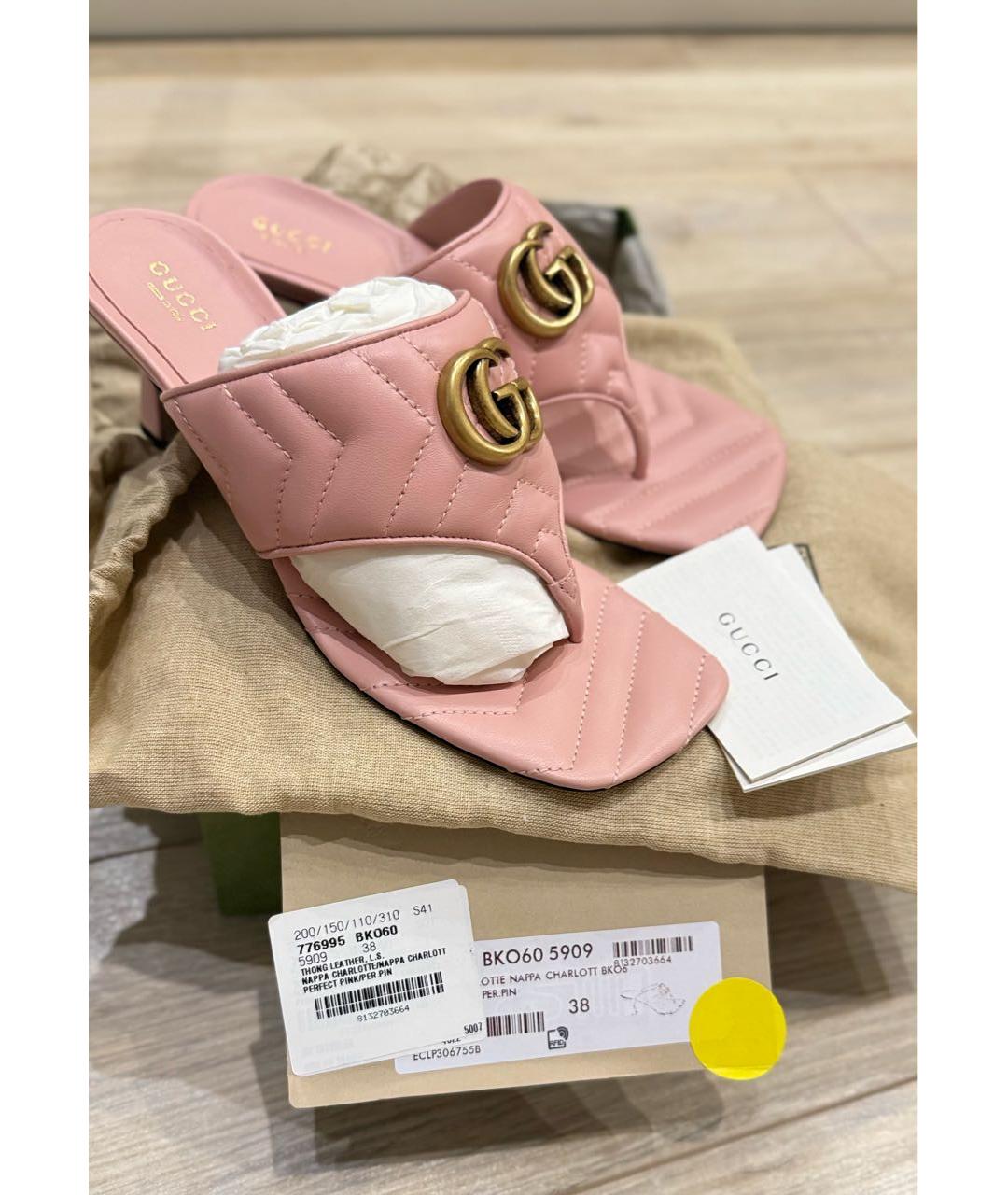 GUCCI Розовые кожаные босоножки, фото 4