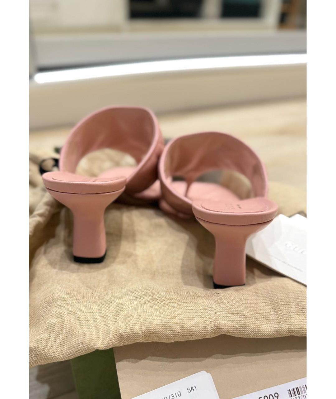 GUCCI Розовые кожаные босоножки, фото 5