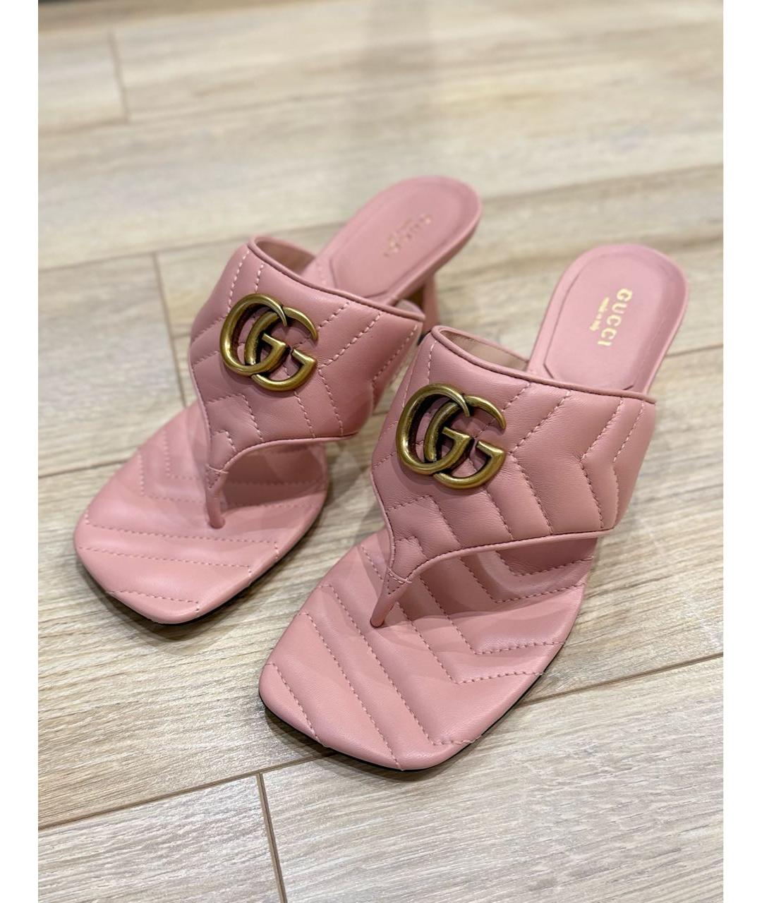 GUCCI Розовые кожаные босоножки, фото 2