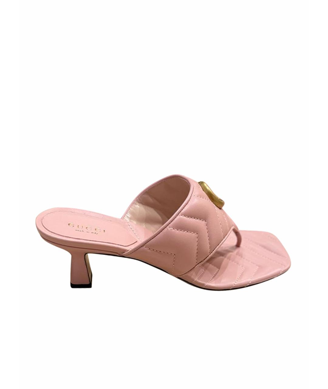 GUCCI Розовые кожаные босоножки, фото 1