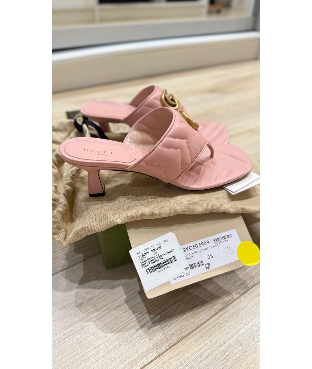 GUCCI Розовые кожаные босоножки, фото 7