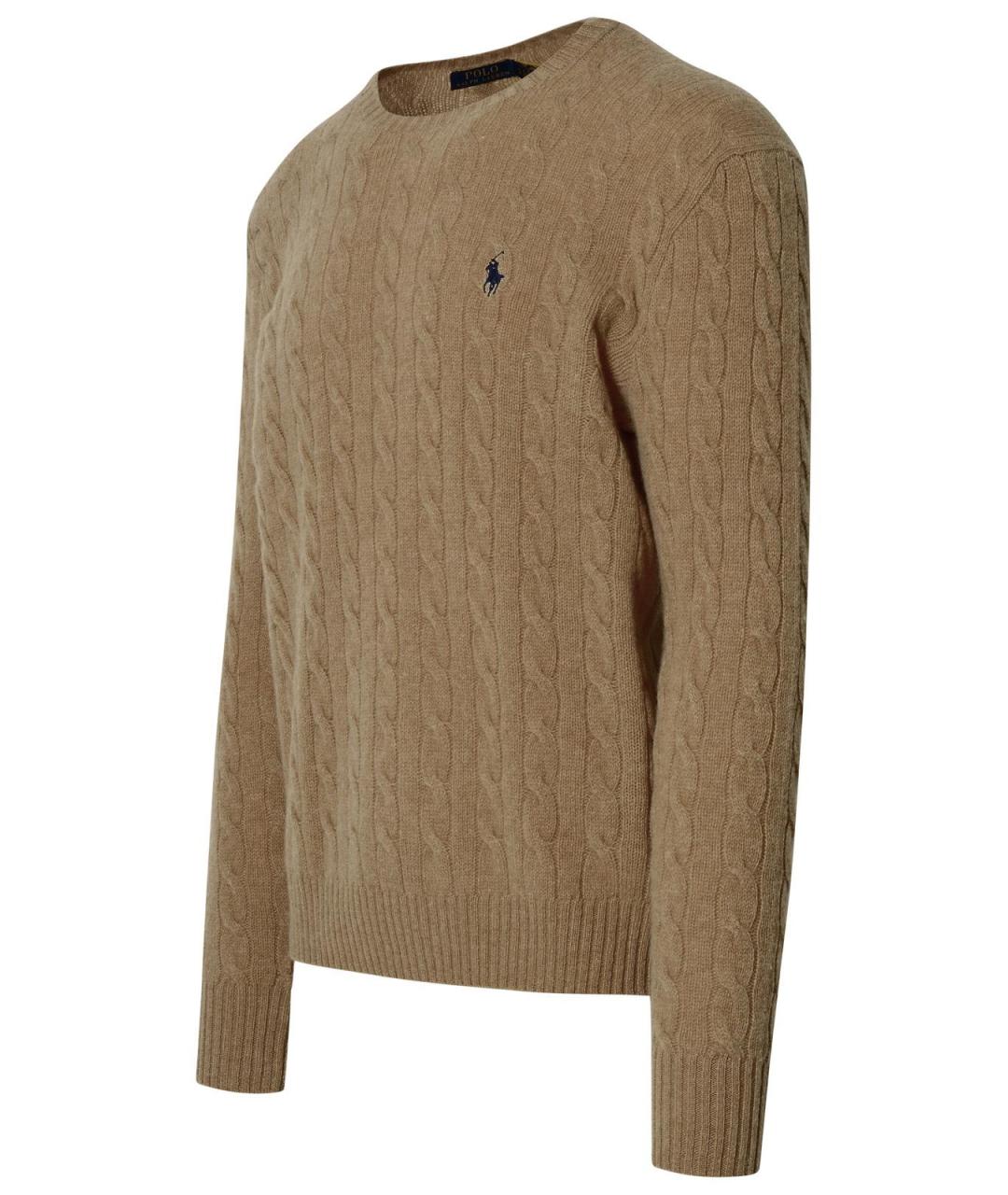 POLO RALPH LAUREN Бежевый шерстяной джемпер / свитер, фото 2