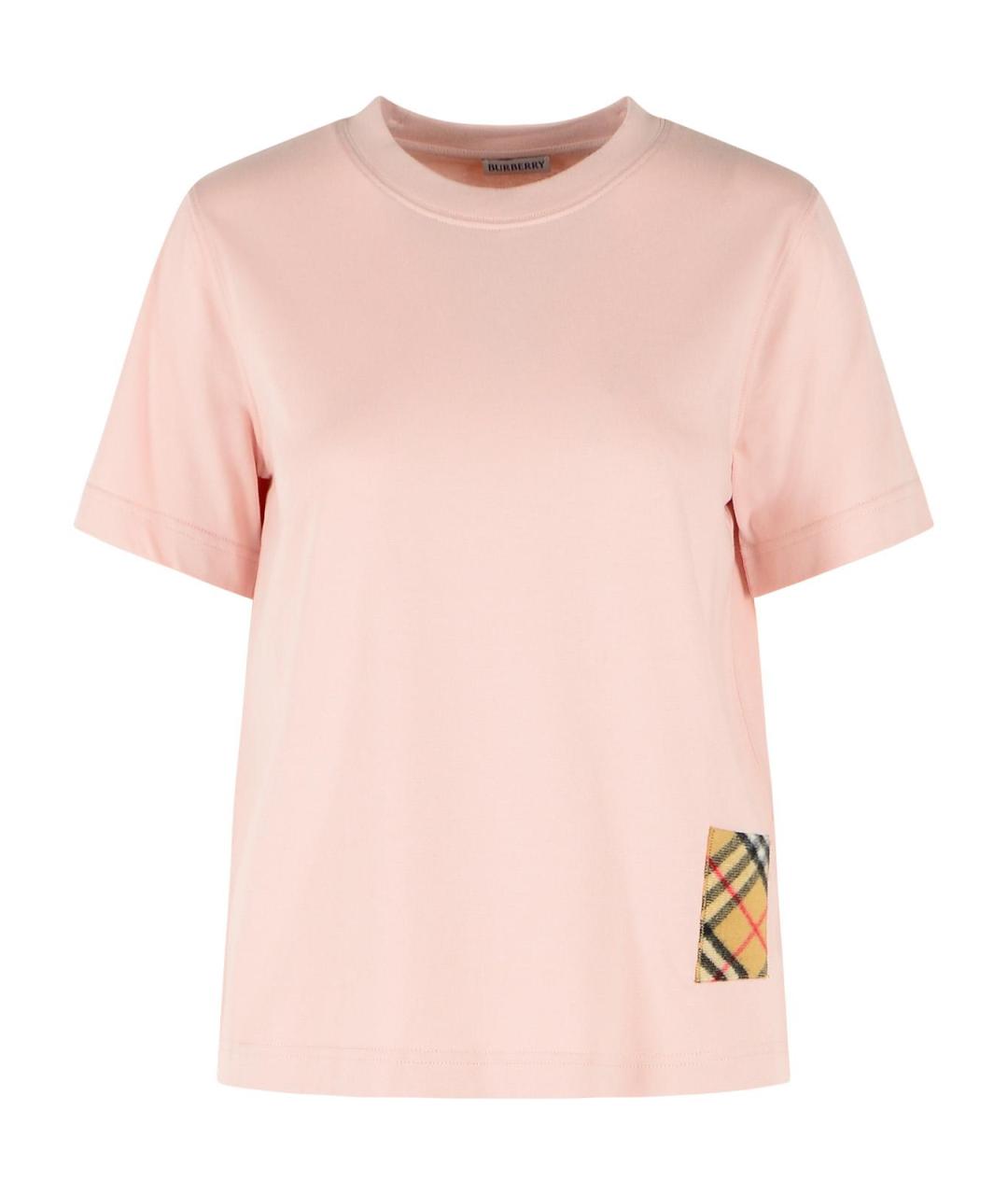 BURBERRY Розовая хлопковая футболка, фото 1
