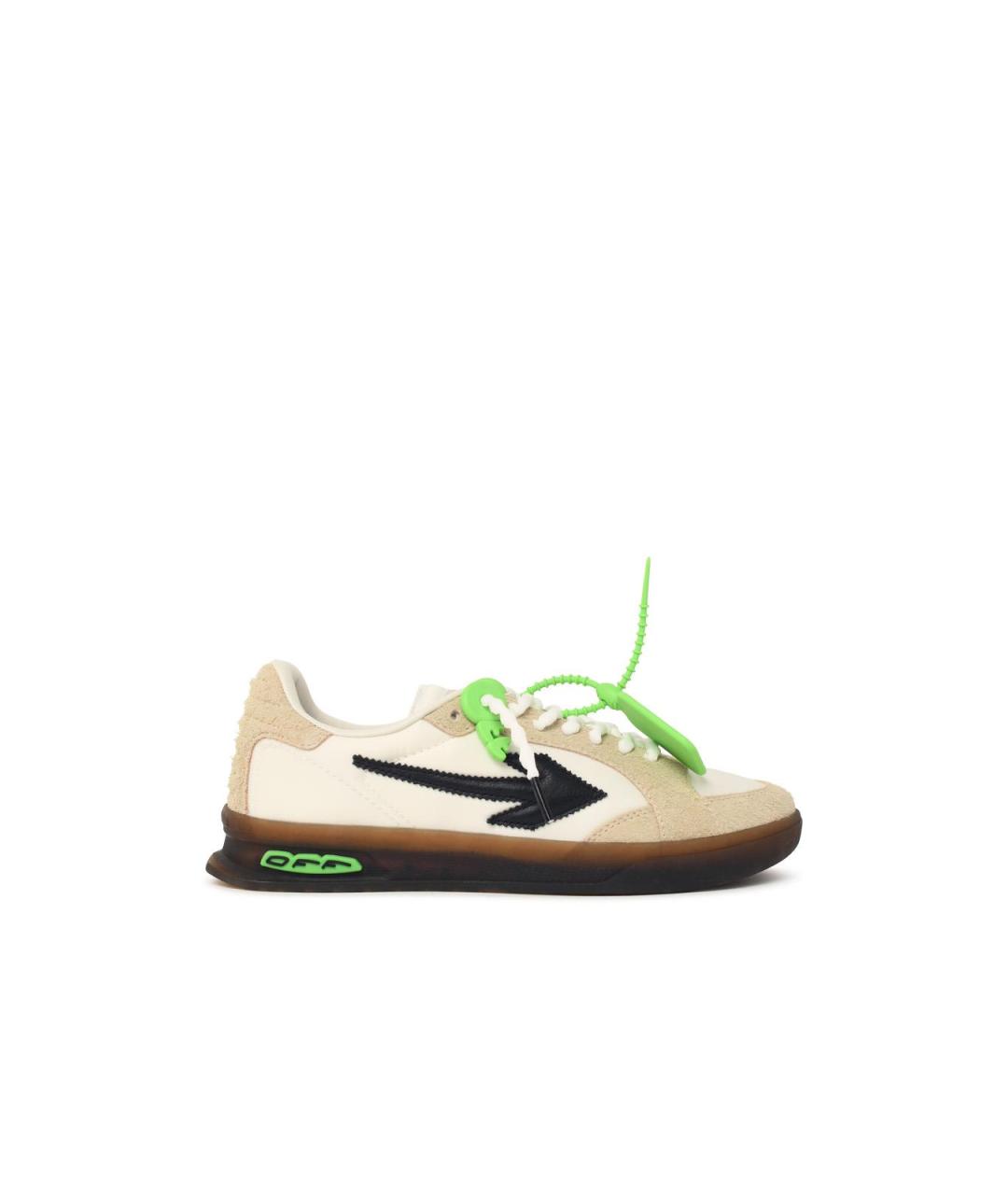 OFF-WHITE Бежевые замшевые низкие кроссовки / кеды, фото 4