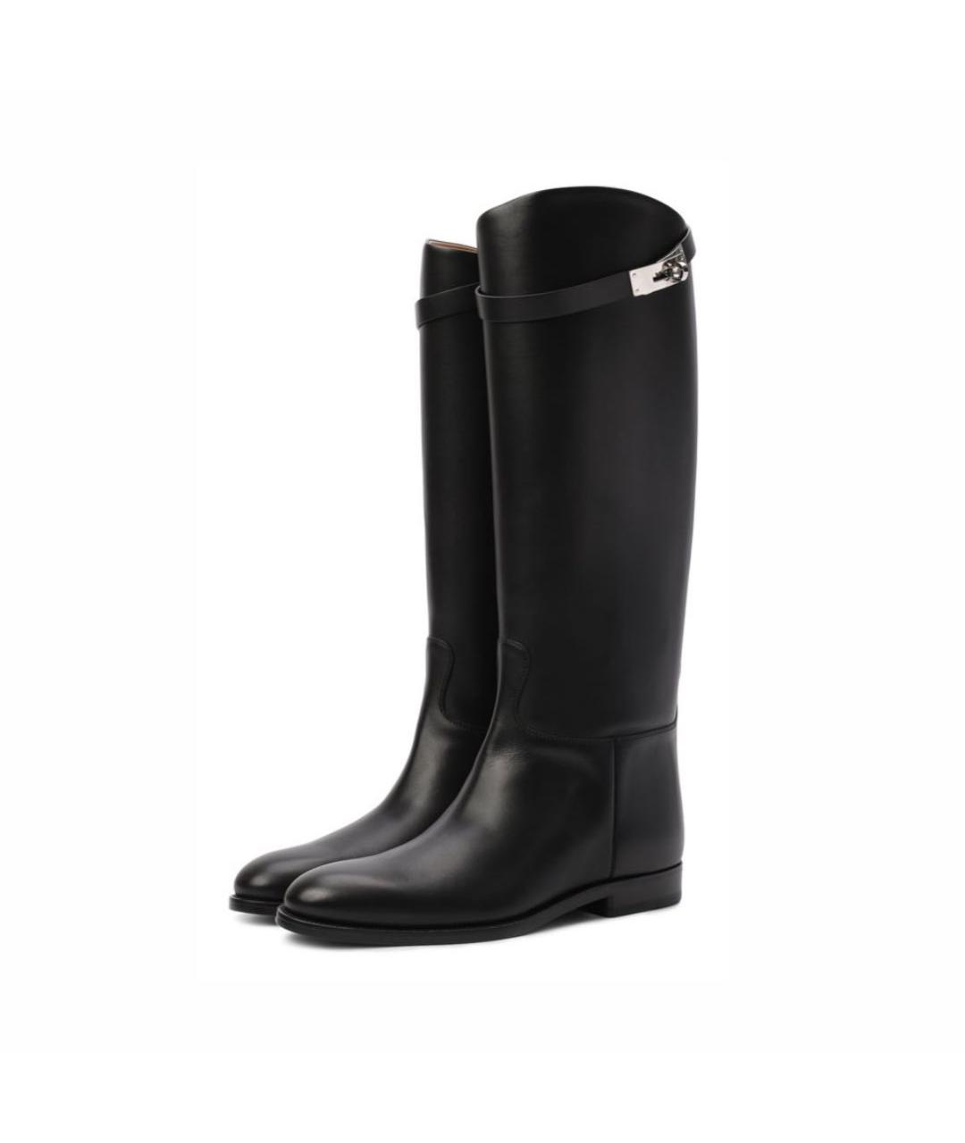 HERMES Черные кожаные сапоги, фото 2