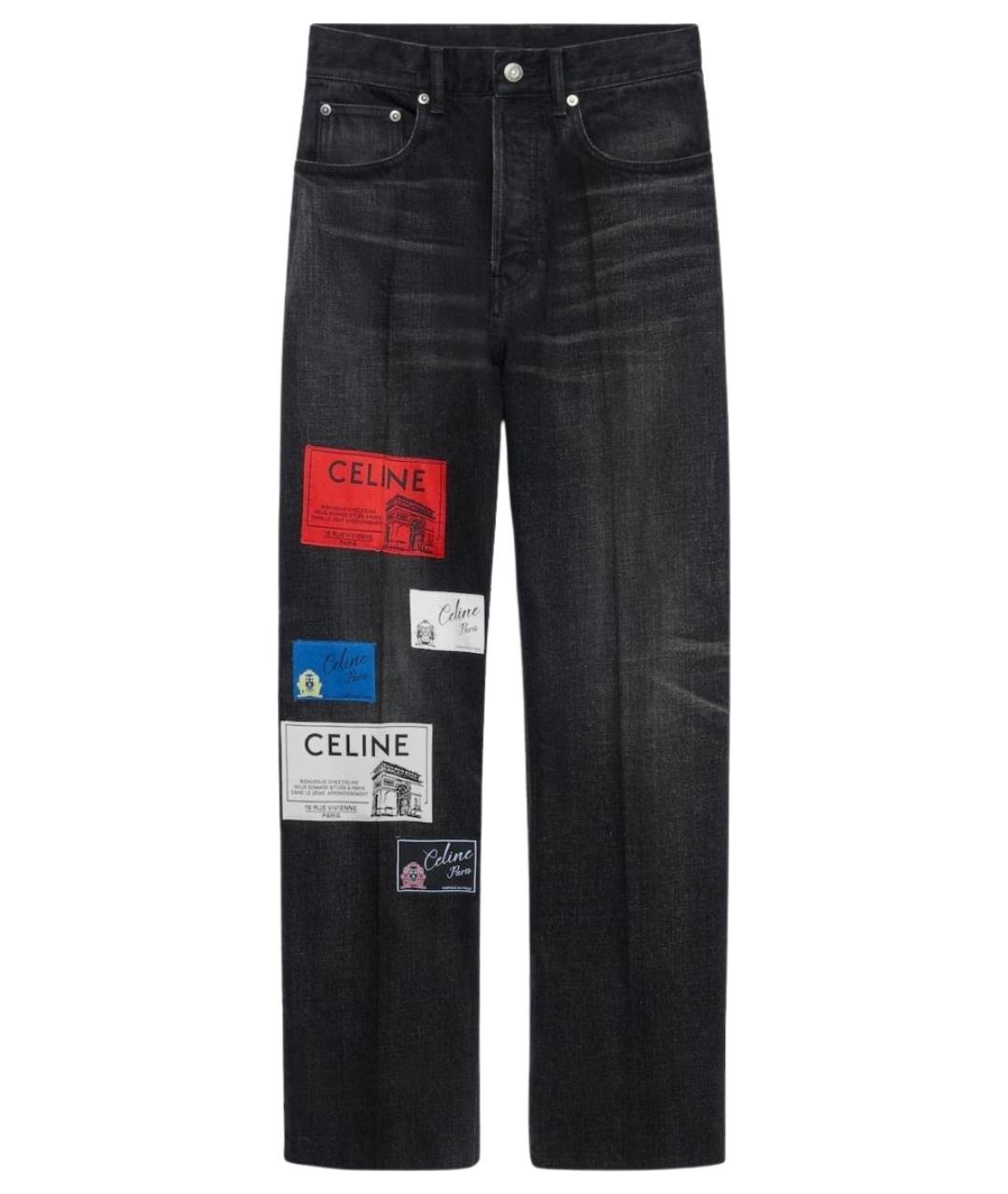 CELINE Черные хлопковые прямые джинсы, фото 1