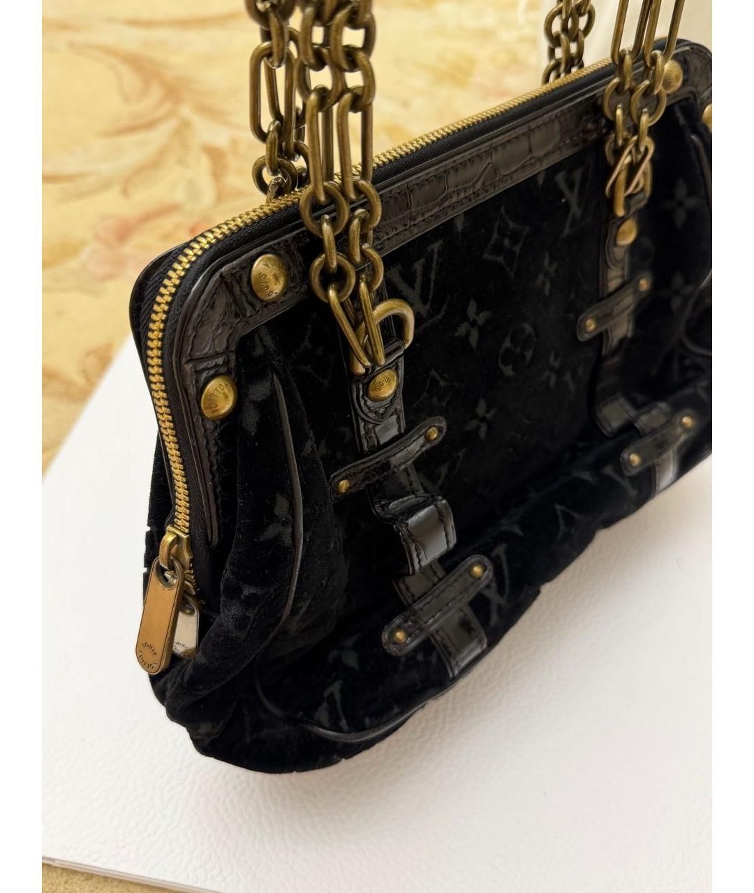 LOUIS VUITTON Черная замшевая сумка с короткими ручками, фото 3