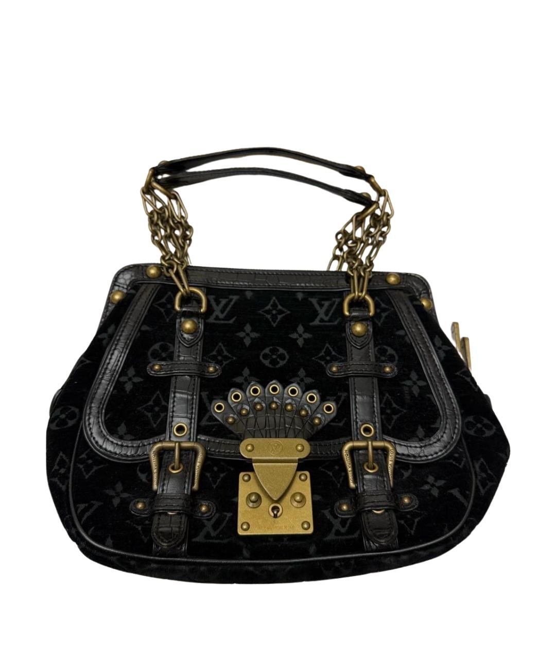LOUIS VUITTON Черная замшевая сумка с короткими ручками, фото 1