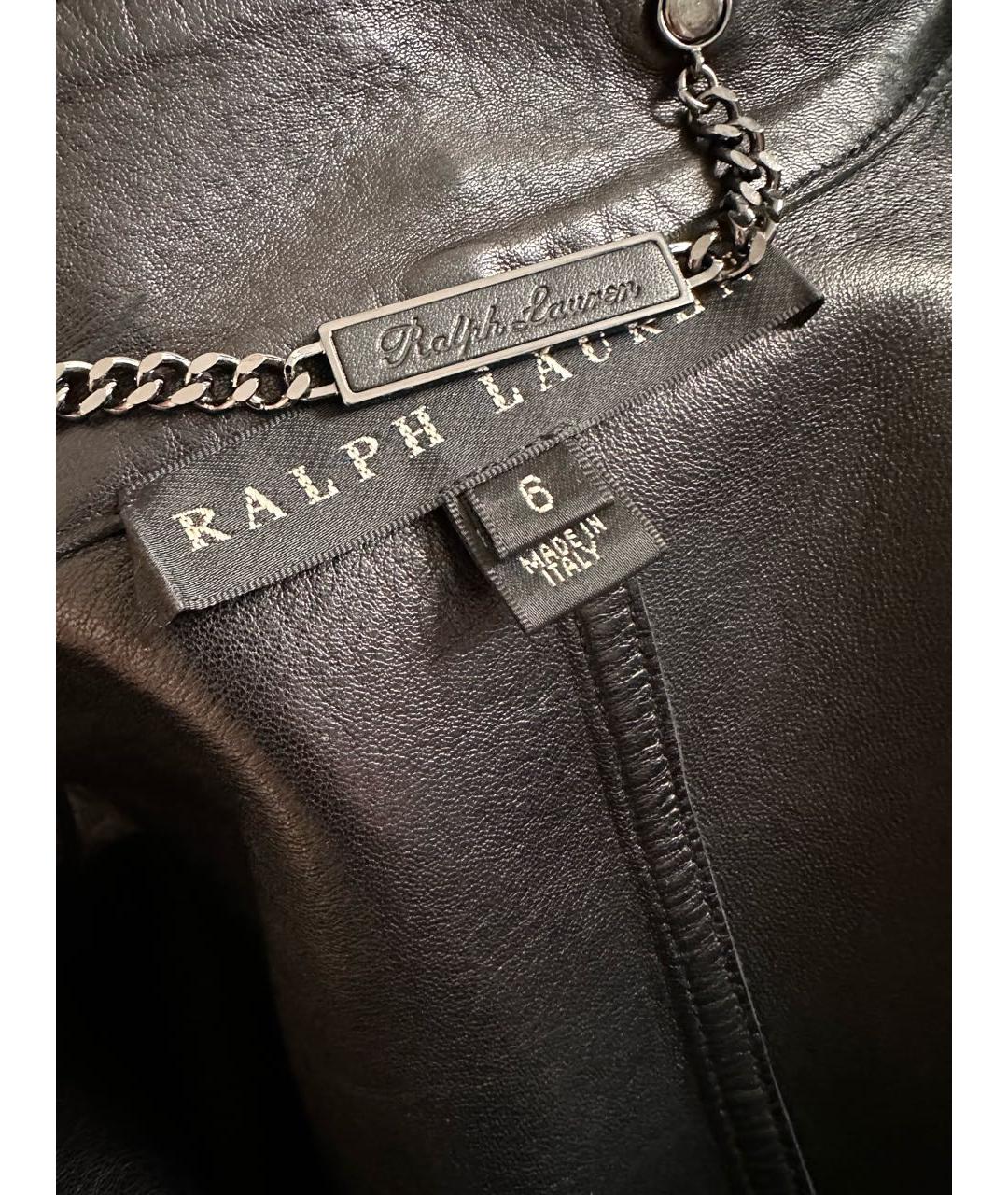 RALPH LAUREN Черный кожаный тренч/плащ, фото 3
