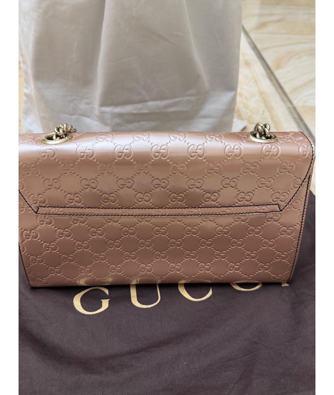 GUCCI Розовая сумка через плечо из лакированной кожи, фото 3