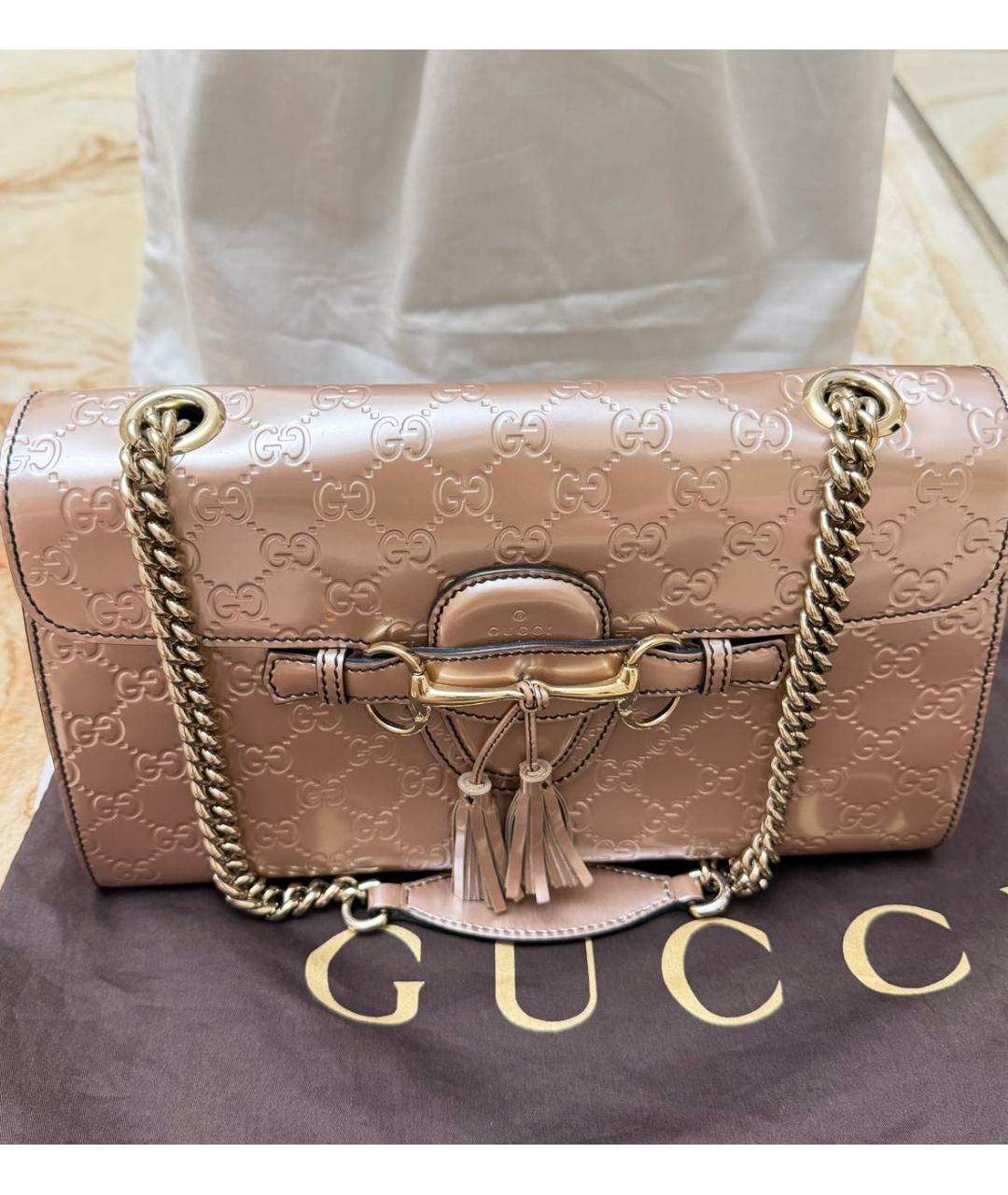 GUCCI Розовая сумка через плечо из лакированной кожи, фото 5