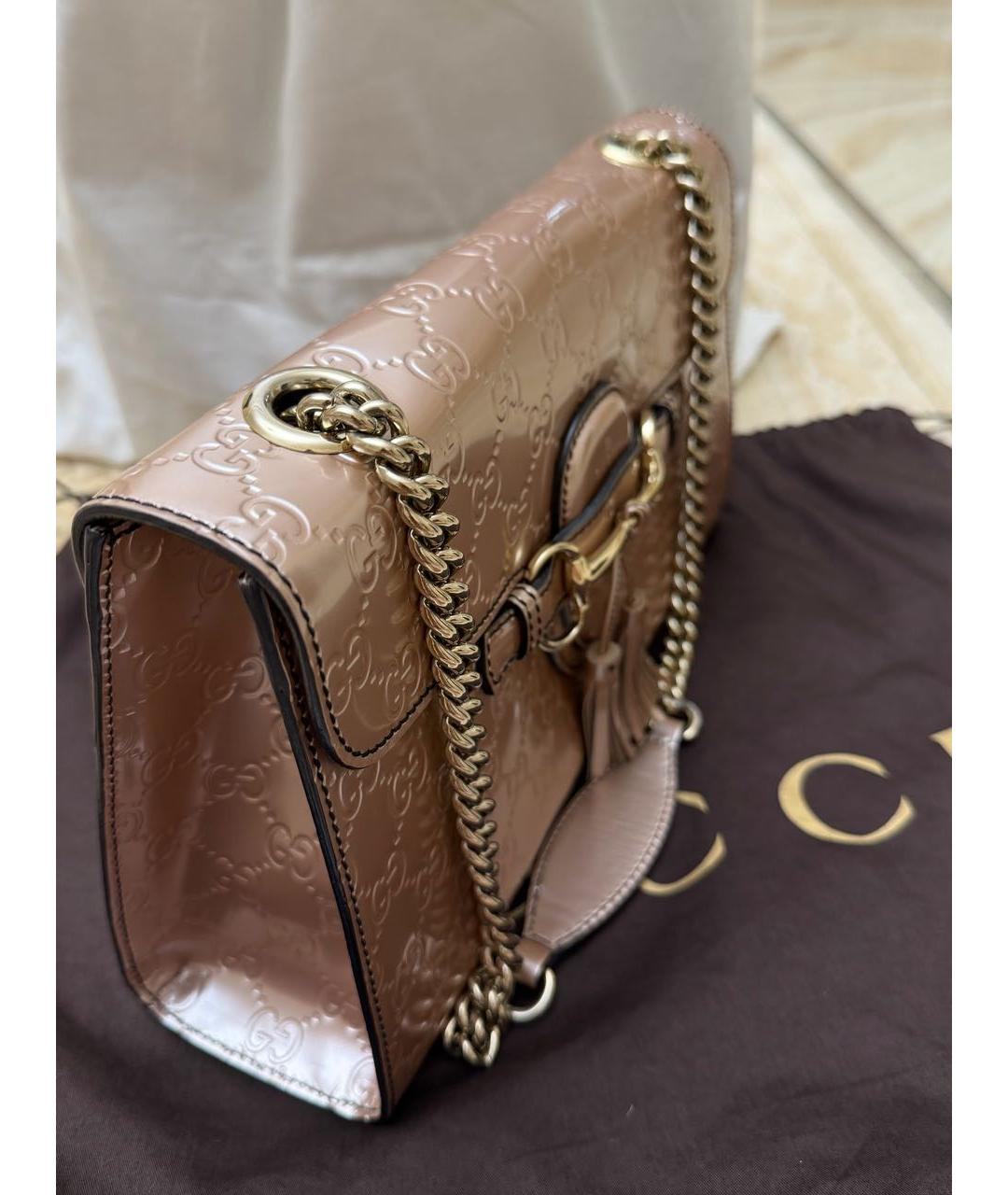 GUCCI Розовая сумка через плечо из лакированной кожи, фото 2