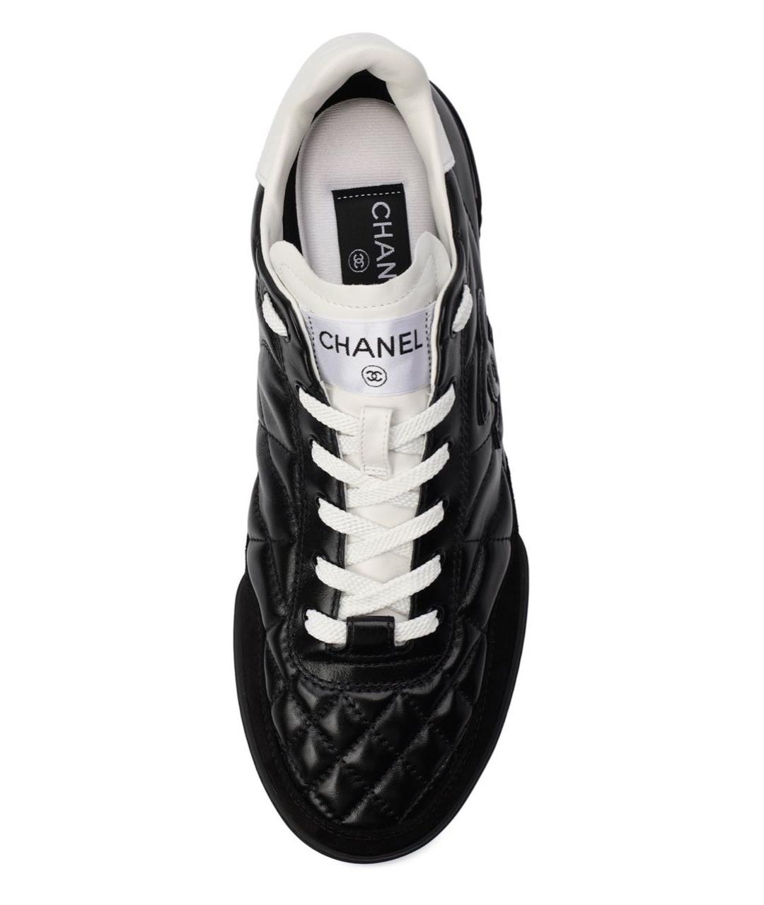 CHANEL Черные кожаные кроссовки, фото 4
