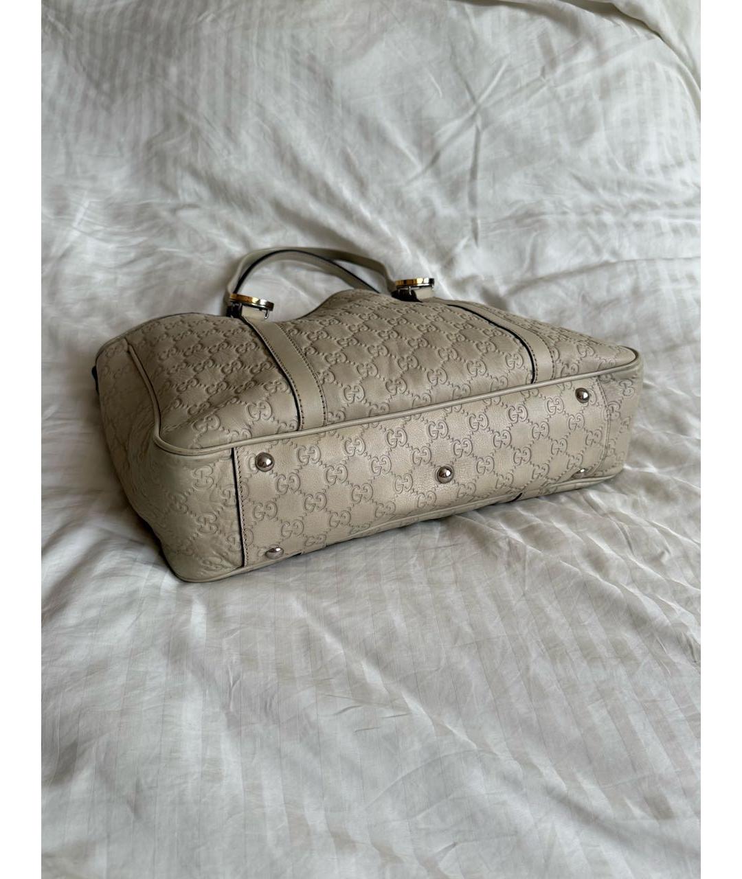 GUCCI Бежевая кожаная сумка тоут, фото 3