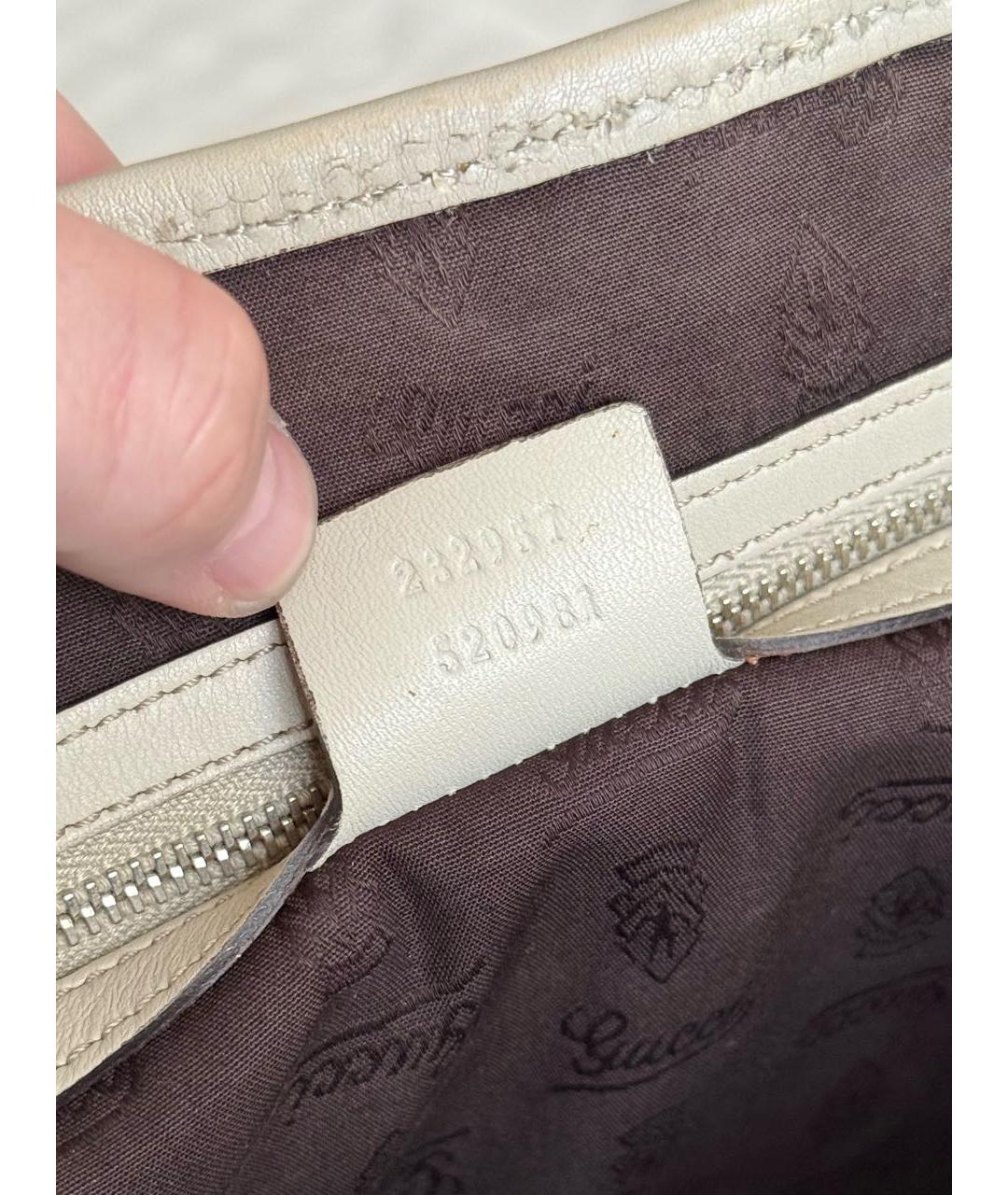 GUCCI Бежевая кожаная сумка тоут, фото 5