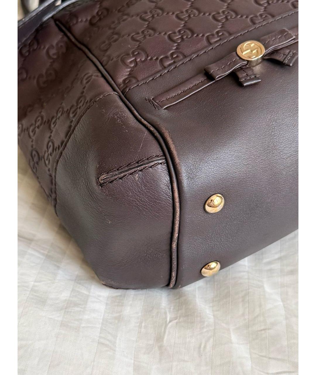 GUCCI Коричневая кожаная сумка с короткими ручками, фото 6