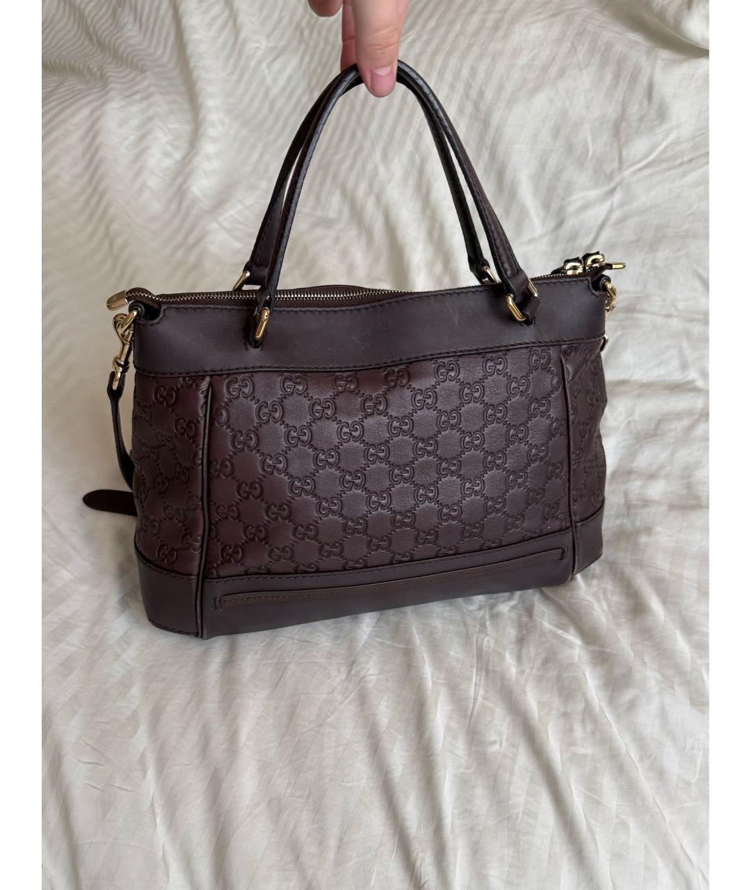 GUCCI Коричневая кожаная сумка с короткими ручками, фото 2