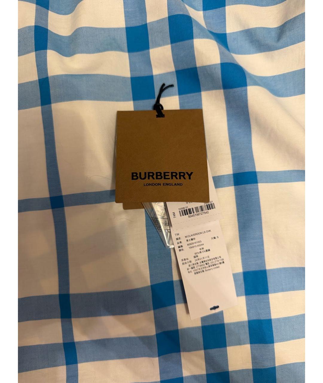 BURBERRY Синяя хлопковая кэжуал рубашка, фото 7