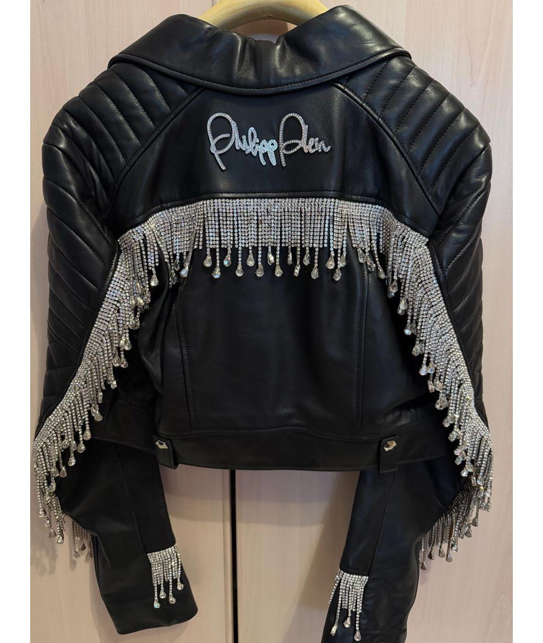 PHILIPP PLEIN Черная кожаная куртка, фото 2