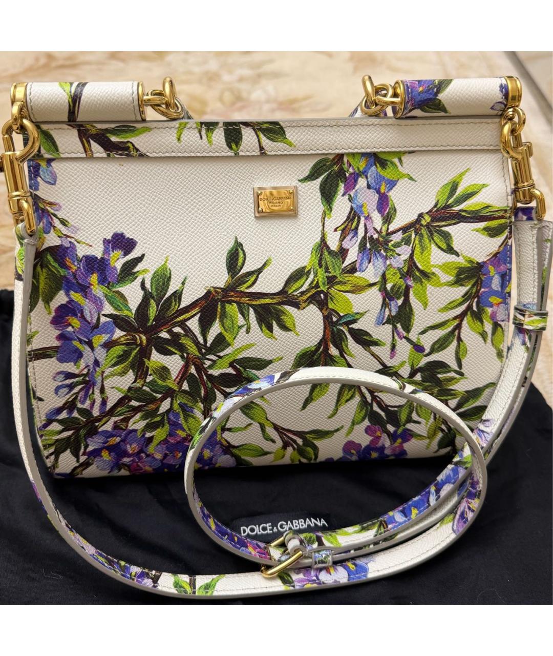 DOLCE&GABBANA Белая кожаная сумка через плечо, фото 3