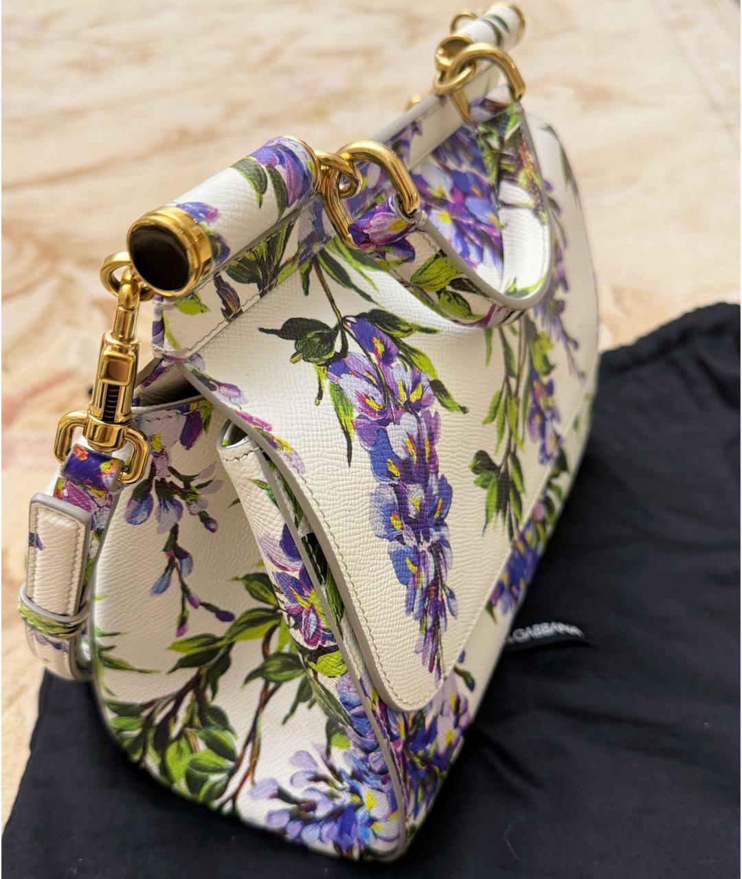 DOLCE&GABBANA Белая кожаная сумка через плечо, фото 2