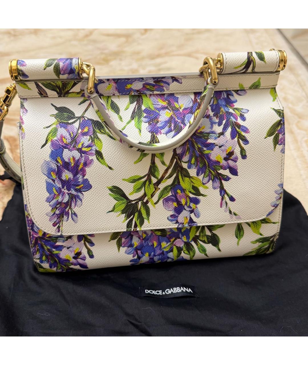DOLCE&GABBANA Белая кожаная сумка через плечо, фото 5