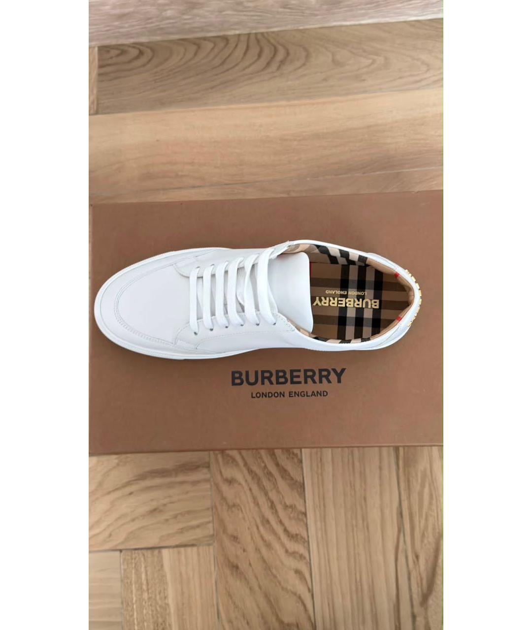 BURBERRY Белые кожаные кеды, фото 2