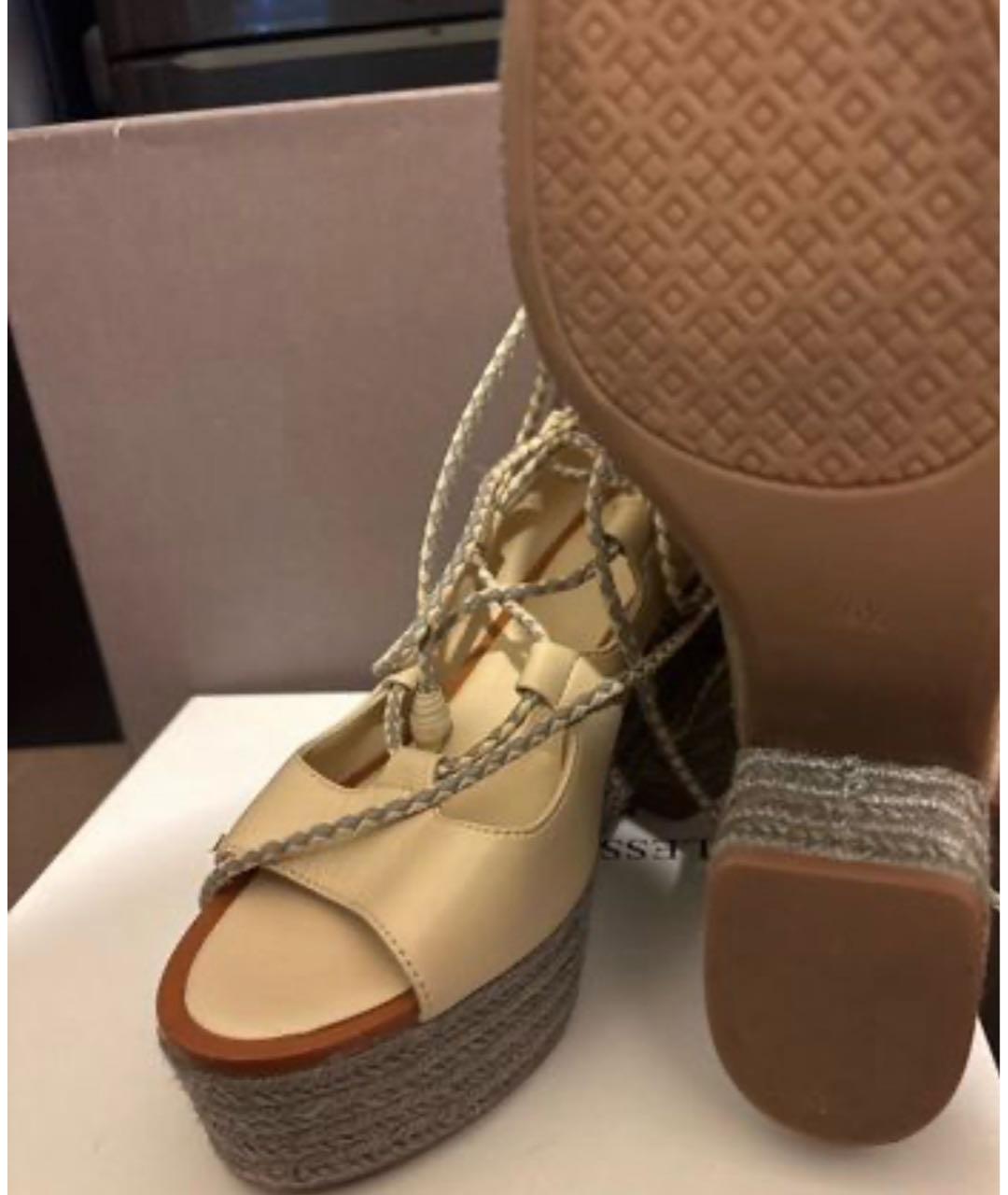 TORY BURCH Бежевые кожаные босоножки, фото 6