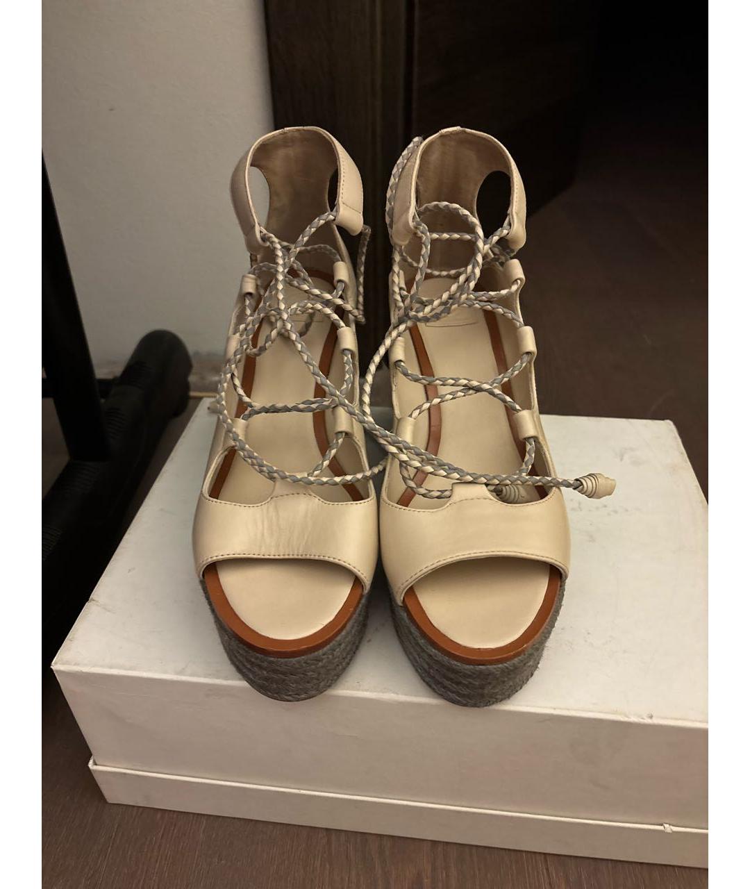 TORY BURCH Бежевые кожаные босоножки, фото 2