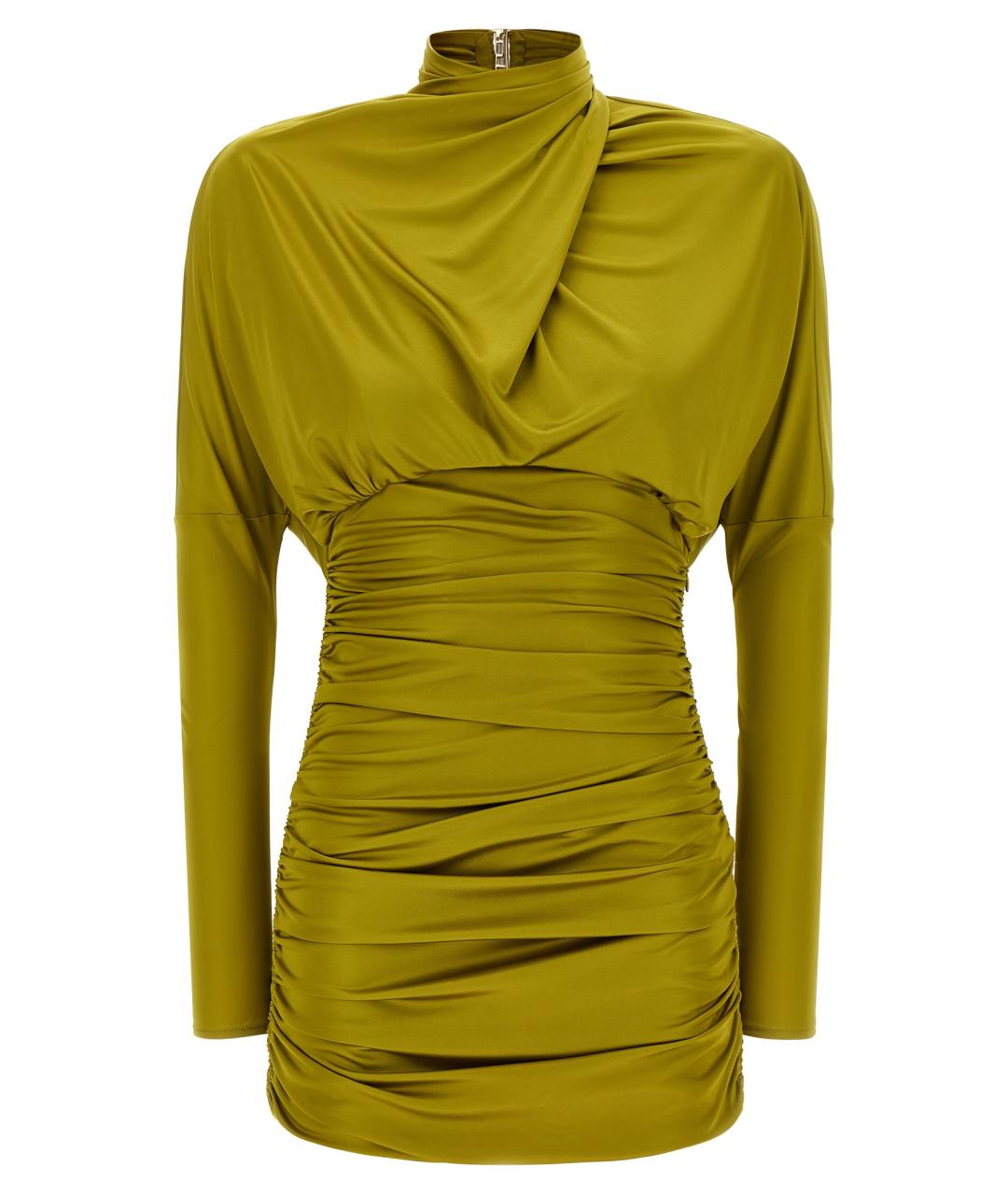 BALMAIN Зеленое вискозное коктейльное платье, фото 1