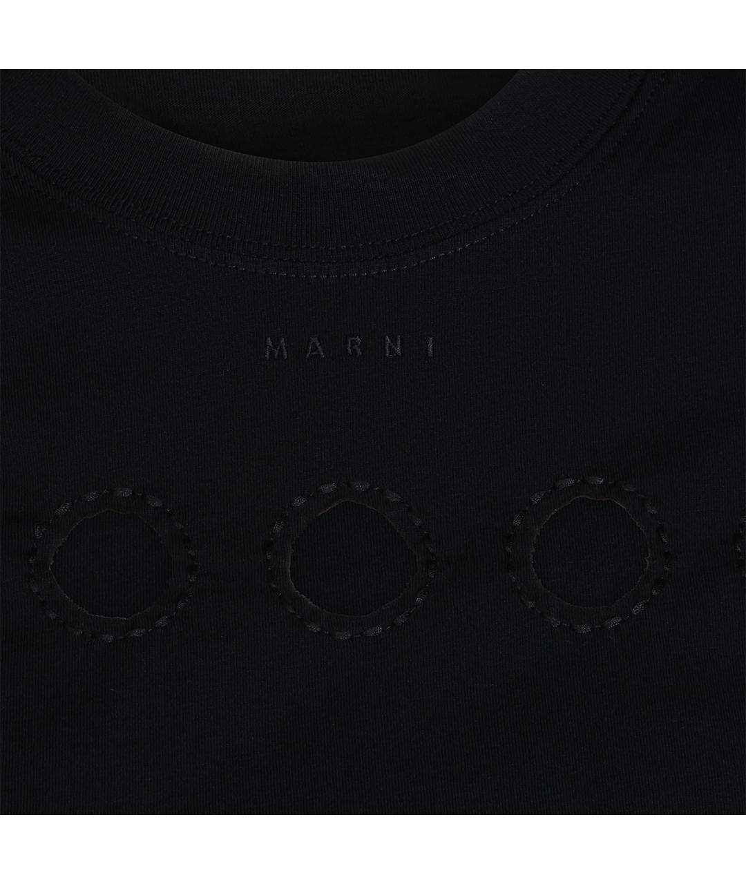 MARNI Черная хлопковая футболка, фото 3
