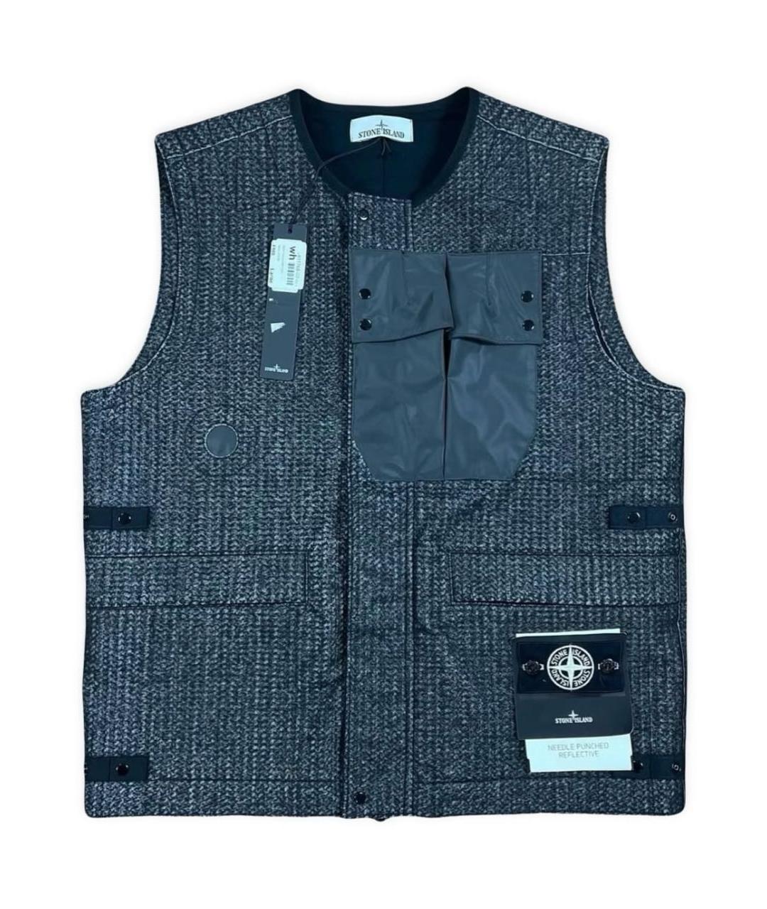 STONE ISLAND Антрацитовый шерстяной жилет, фото 1