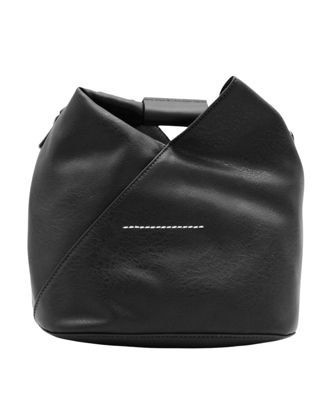MM6 MAISON MARGIELA Черная кожаная сумка тоут, фото 1