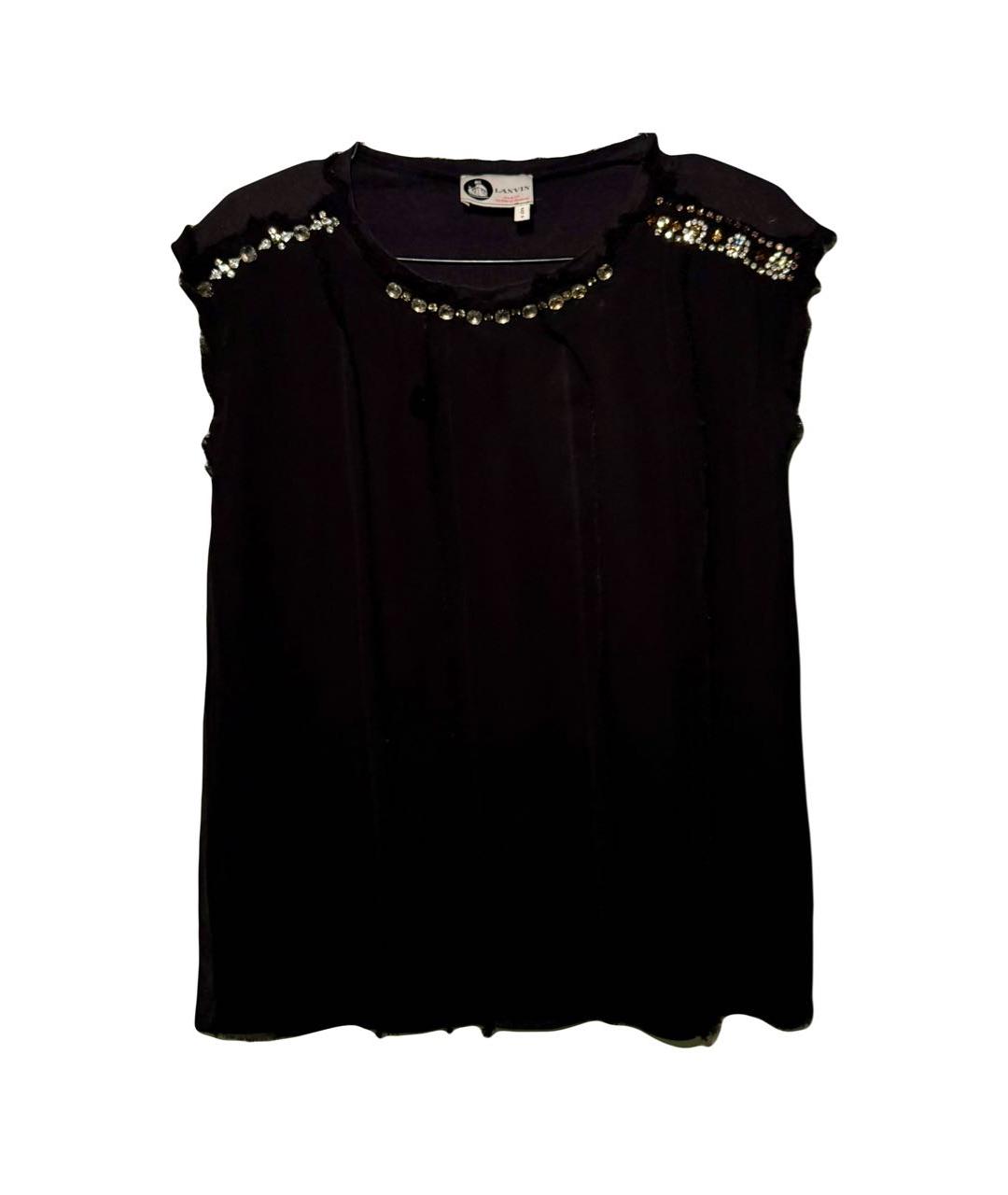 LANVIN Черная шелковая блузы, фото 1