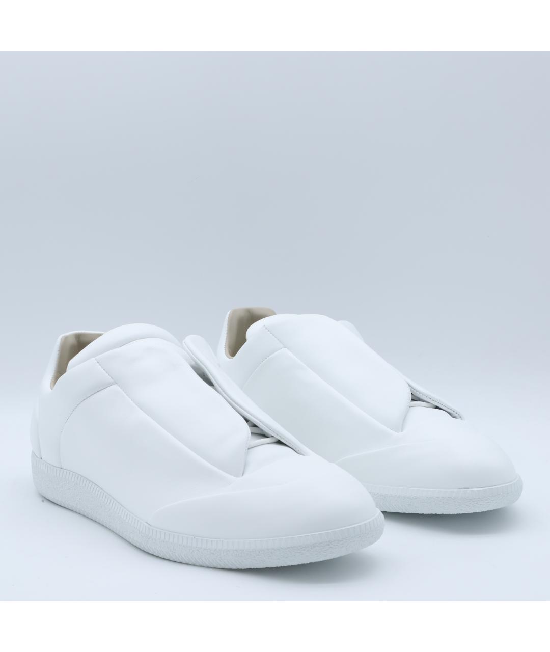 MAISON MARGIELA Белые кожаные низкие кроссовки / кеды, фото 2