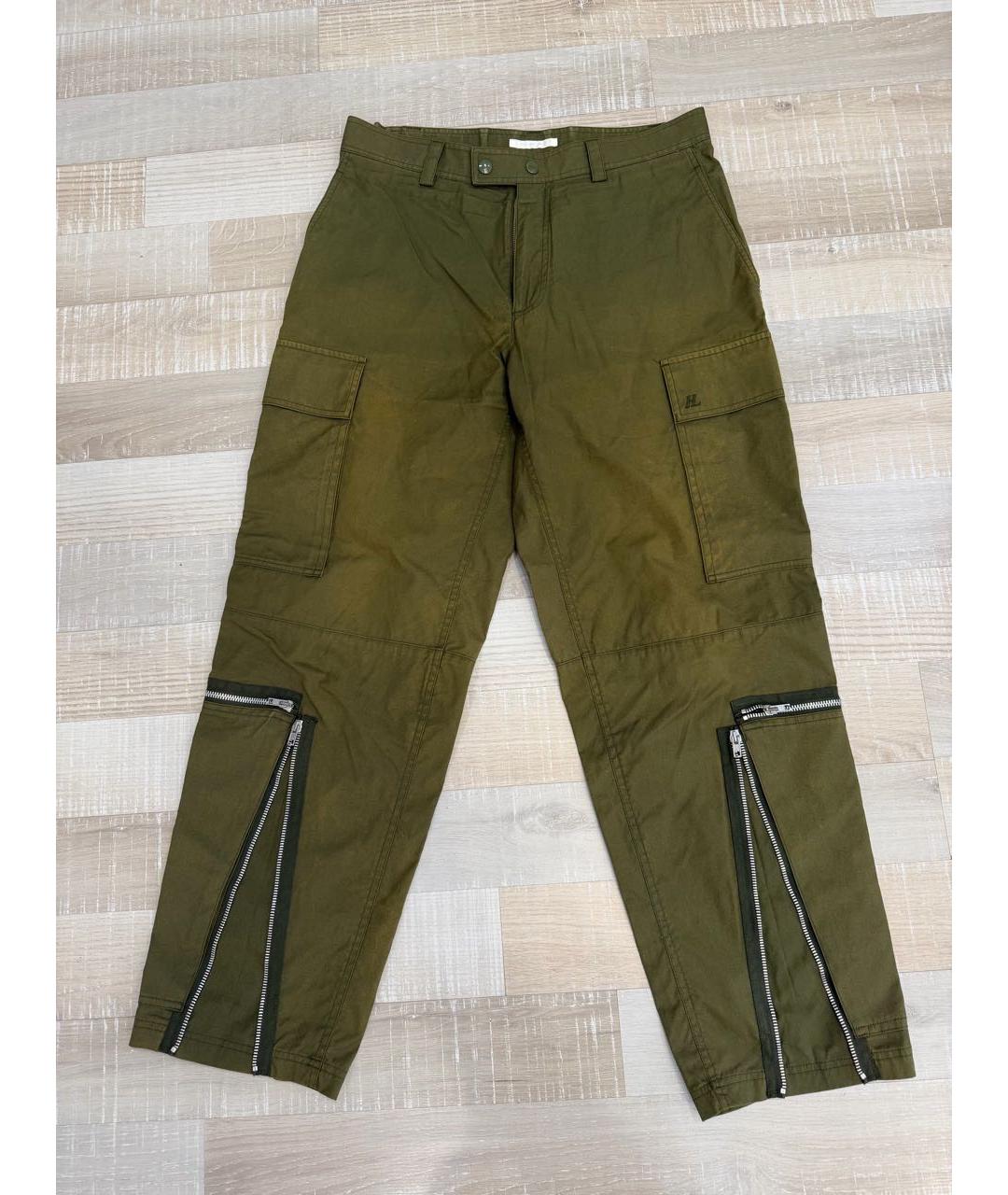 HELMUT LANG Зеленые хлопковые повседневные брюки, фото 5