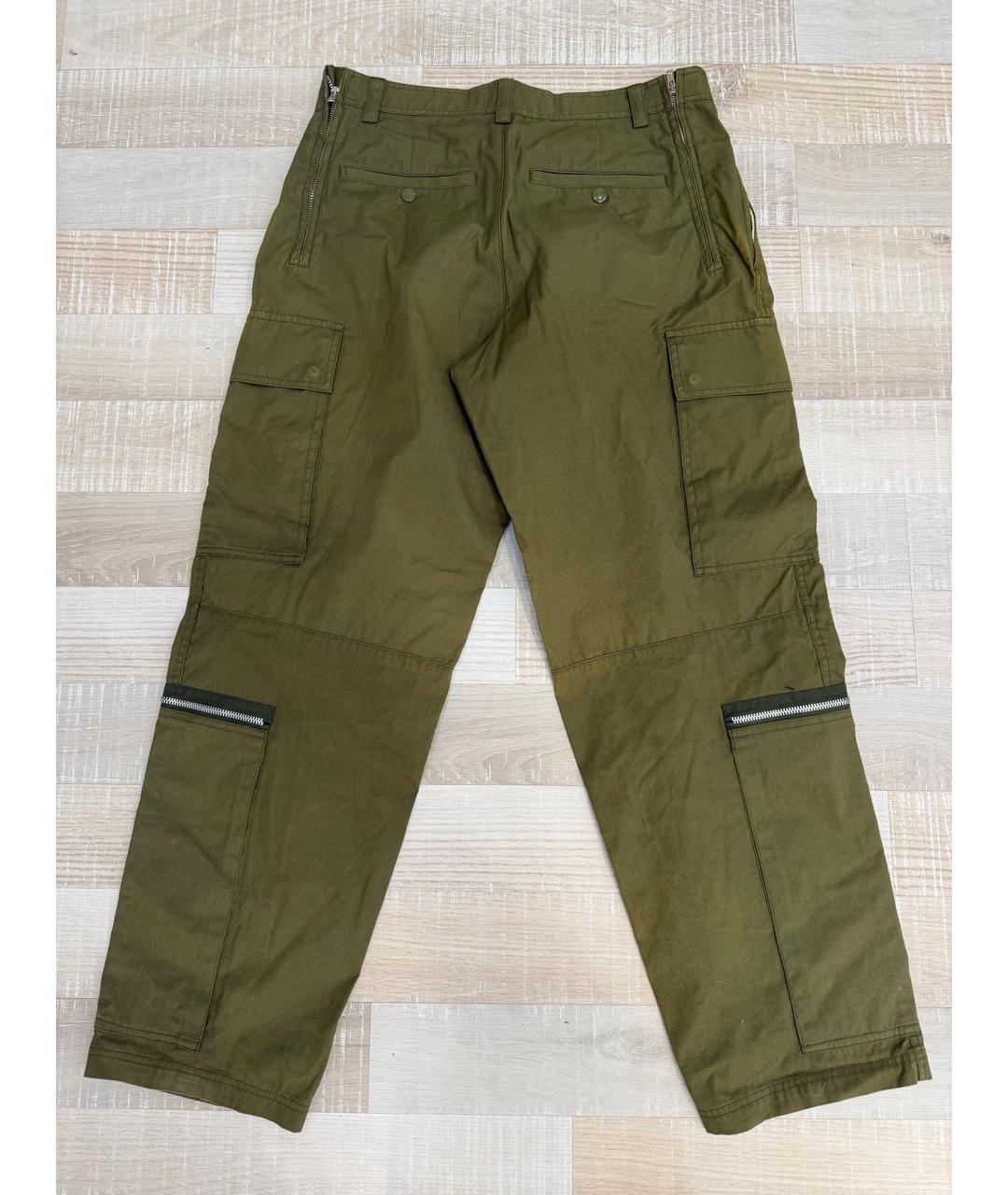 HELMUT LANG Зеленые хлопковые повседневные брюки, фото 2