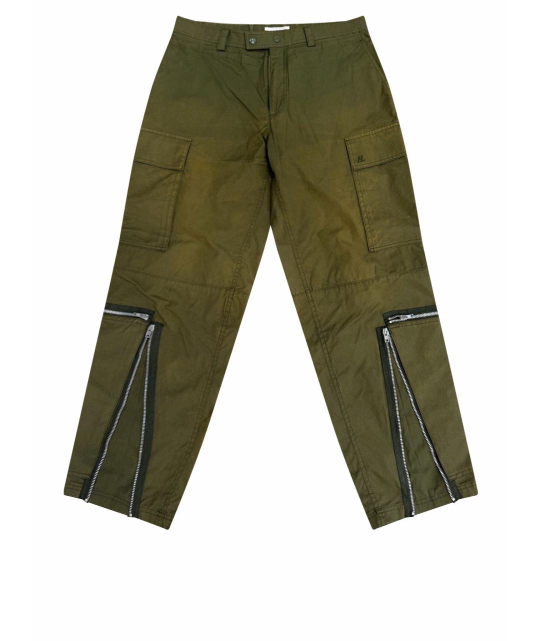 HELMUT LANG Зеленые хлопковые повседневные брюки, фото 1