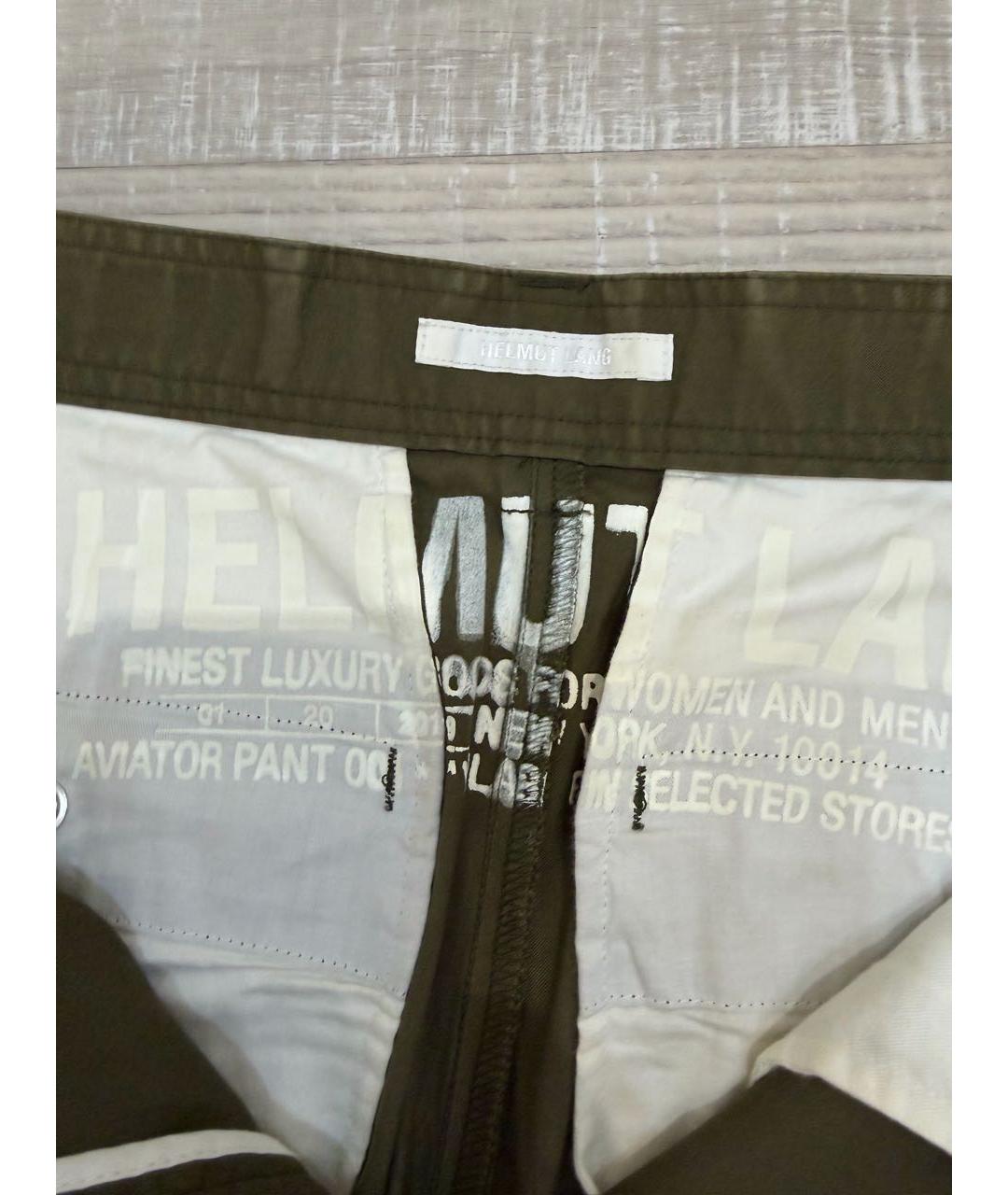 HELMUT LANG Зеленые хлопковые повседневные брюки, фото 3