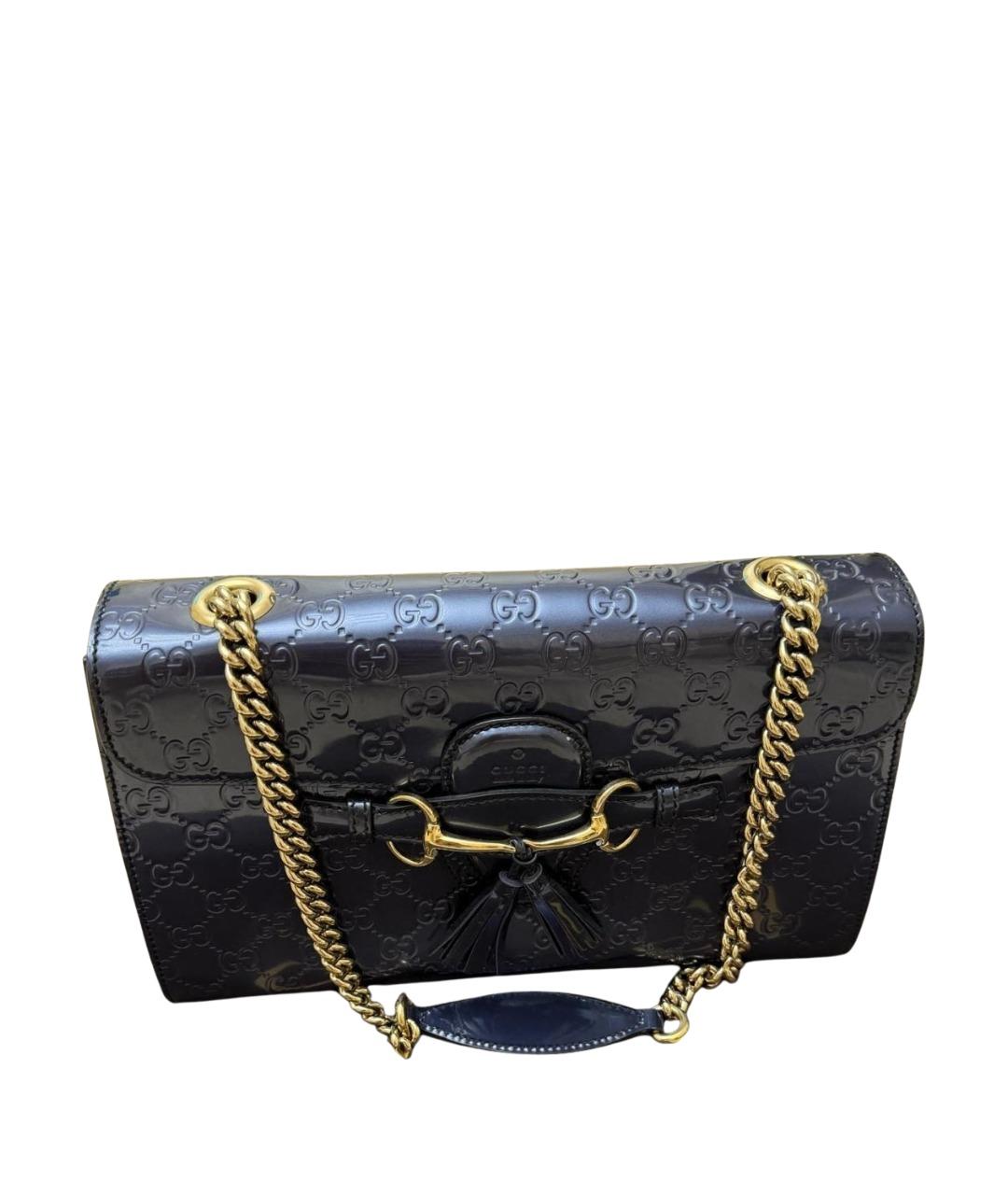 GUCCI Темно-синяя сумка через плечо из лакированной кожи, фото 1