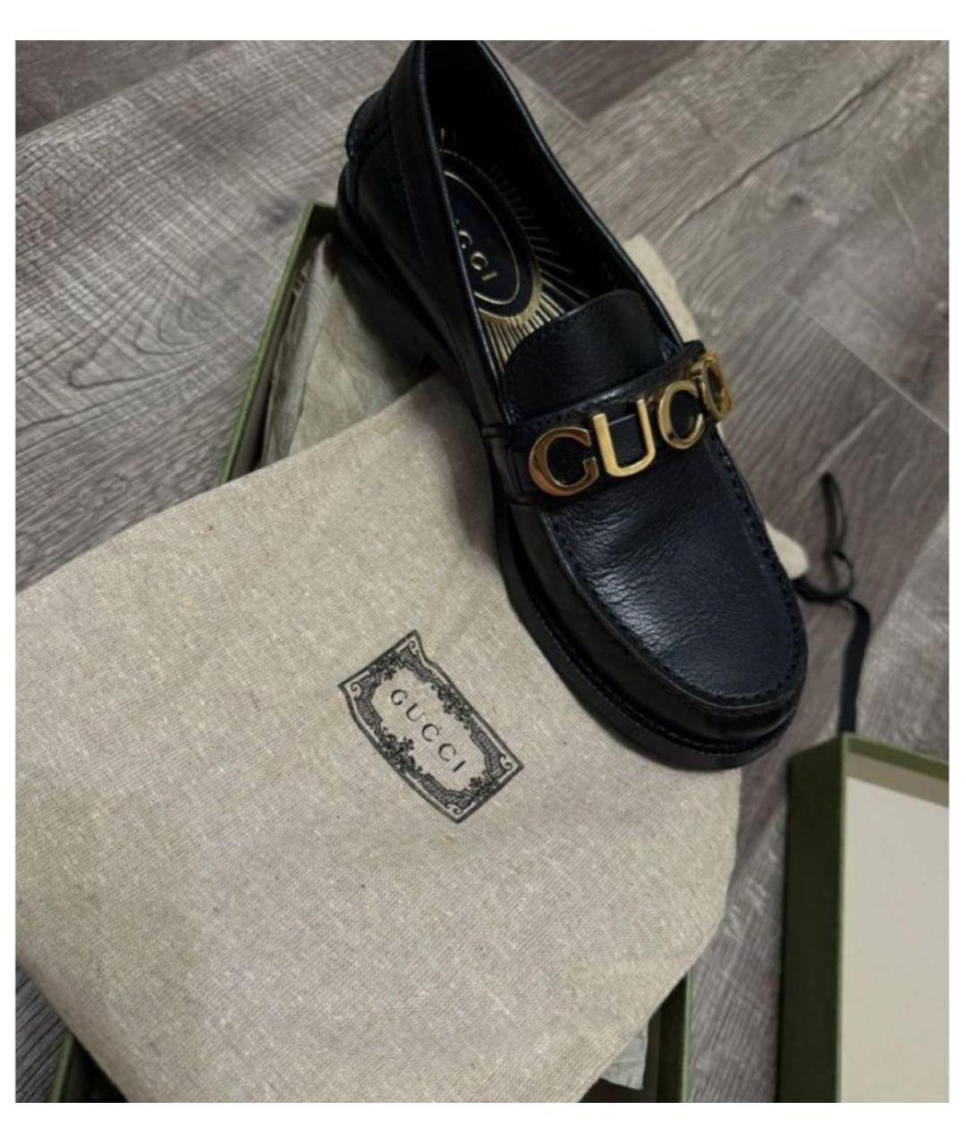 GUCCI Черные кожаные лоферы, фото 6