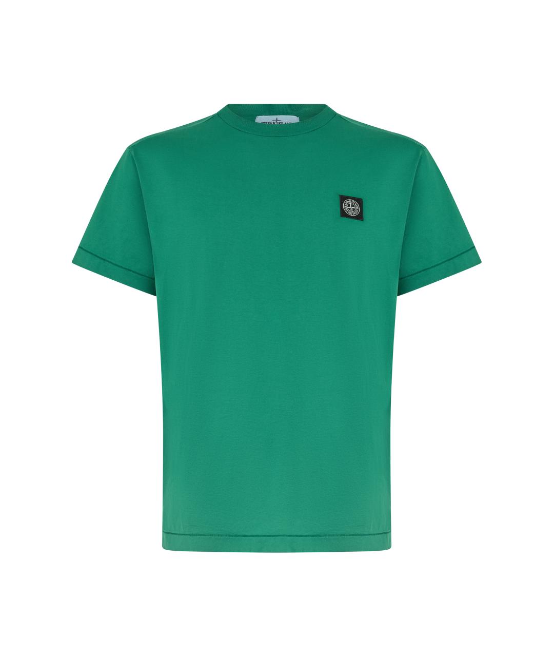 STONE ISLAND Зеленая хлопковая футболка, фото 1