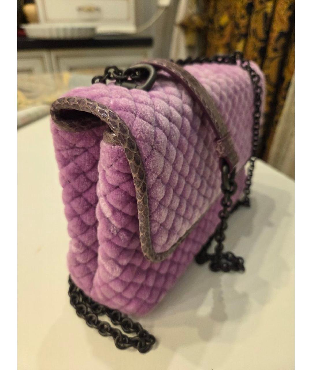 BOTTEGA VENETA Розовая бархатная сумка через плечо, фото 2