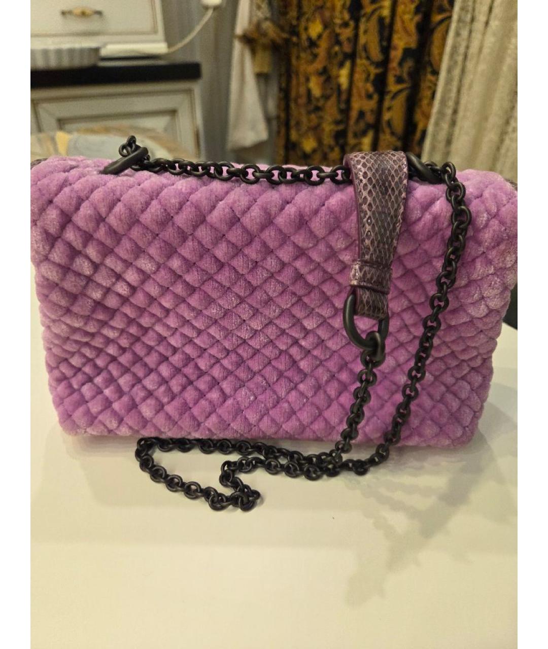 BOTTEGA VENETA Розовая бархатная сумка через плечо, фото 3