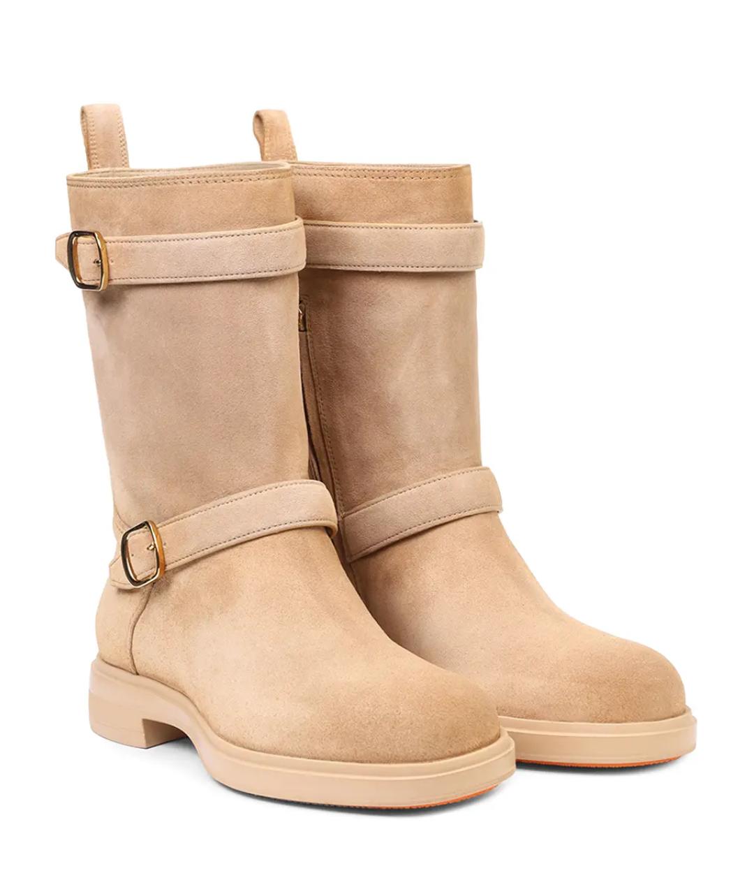 SANTONI Бежевые сапоги, фото 2