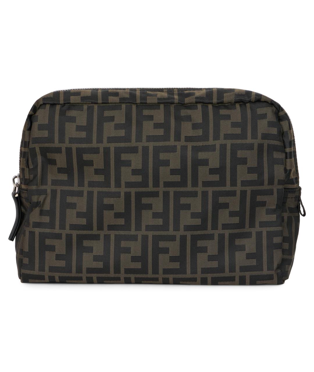 FENDI Коричневая тканевая косметичка, фото 2