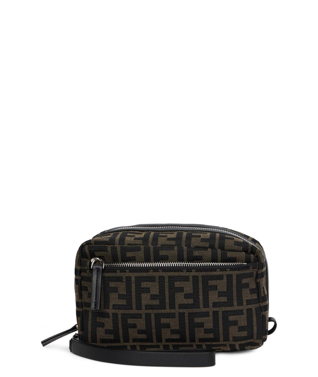 FENDI Коричневая тканевая косметичка, фото 1