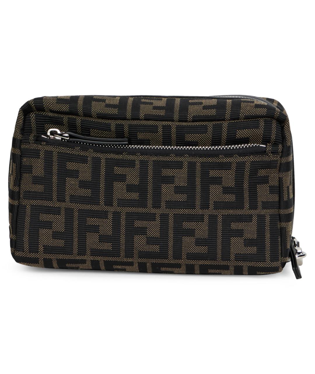 FENDI Коричневая тканевая косметичка, фото 2