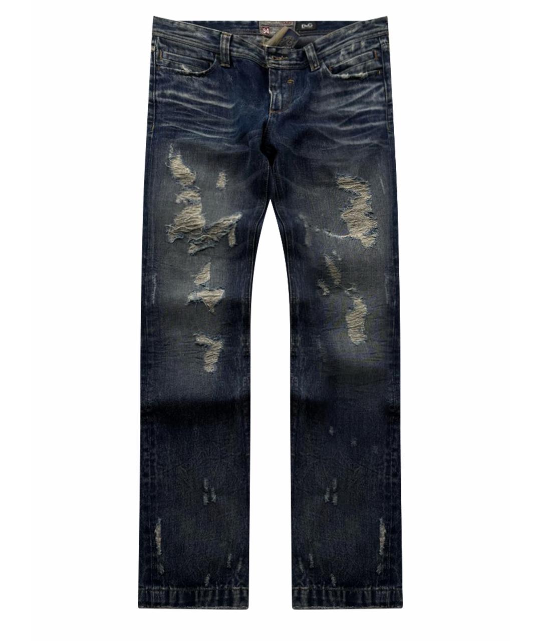 DOLCE&GABBANA Темно-синие хлопковые прямые джинсы, фото 1